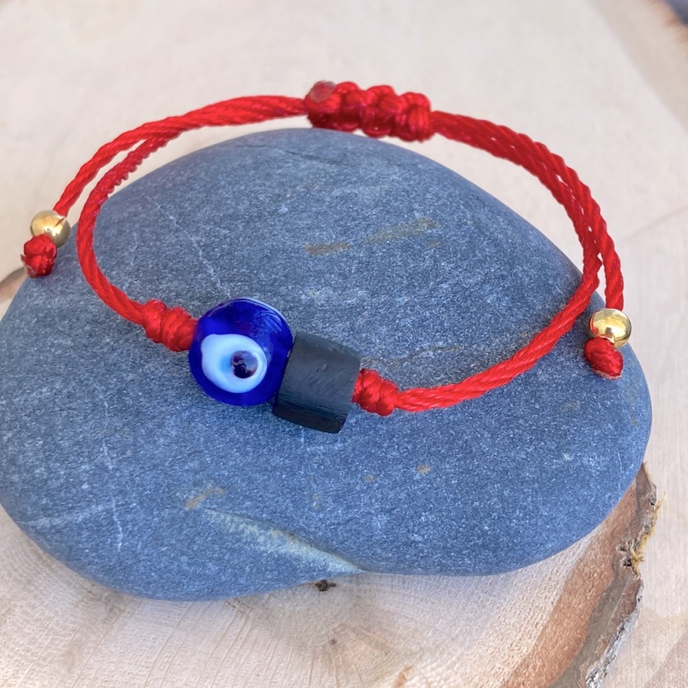 Evil eye Nazar azabache jet black stone protection bracelet